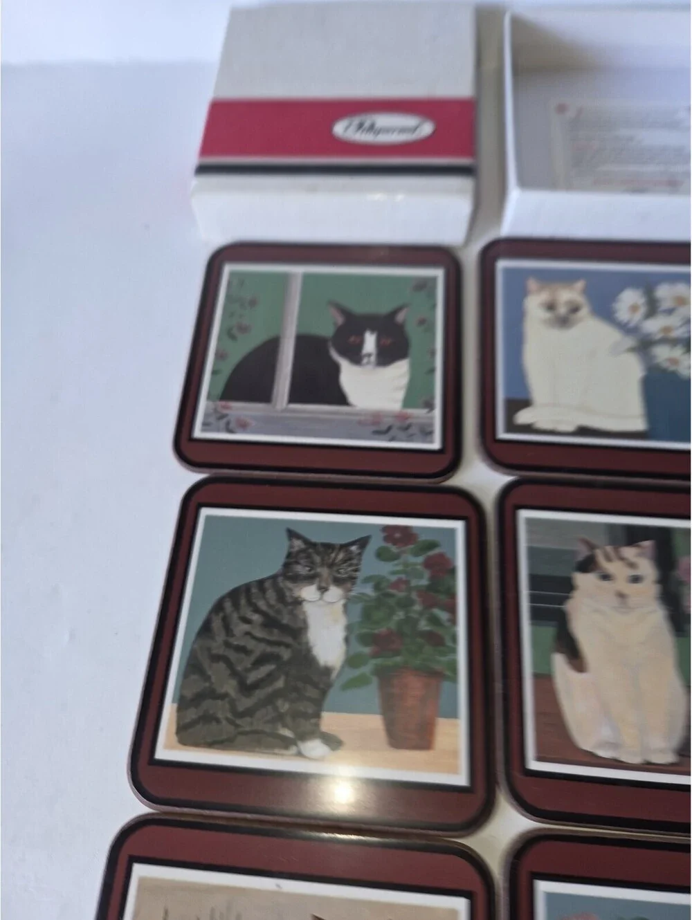 Pimpernel Vintage Cat Coasters Set of 6 Cork Backed Made in England Feline SF3